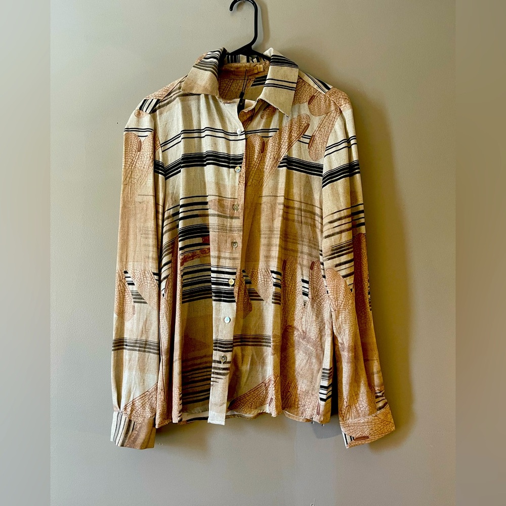 Brazilian Fashion Women’s Long Sleeve Button Down Blouse Sz L (42) Sacada Brand